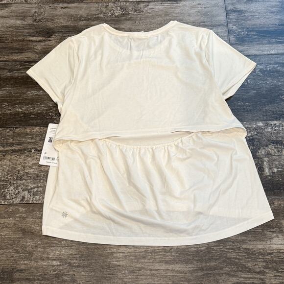 Athleta Air Out Cinch Tee T-Shirt Womens Large Ivory Open Back Breathable NWT - Picture 8 of 13